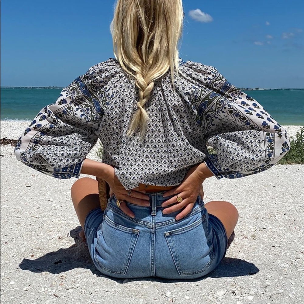 NWT Emerson Fry Heritage blouse in Indigo